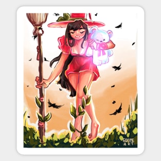 Pink Witch Sticker